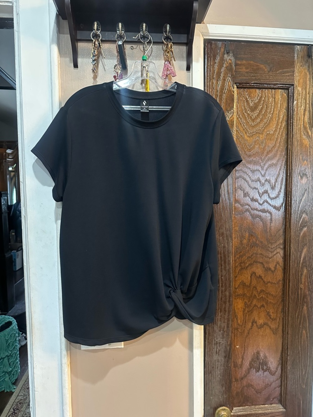 Skechers Black Short Sleeve Crewneck Tee with Front Knot